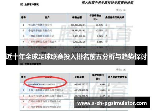 近十年全球足球联赛投入排名前五分析与趋势探讨 近十年全球足球联赛投入排名前五分析与趋势探讨